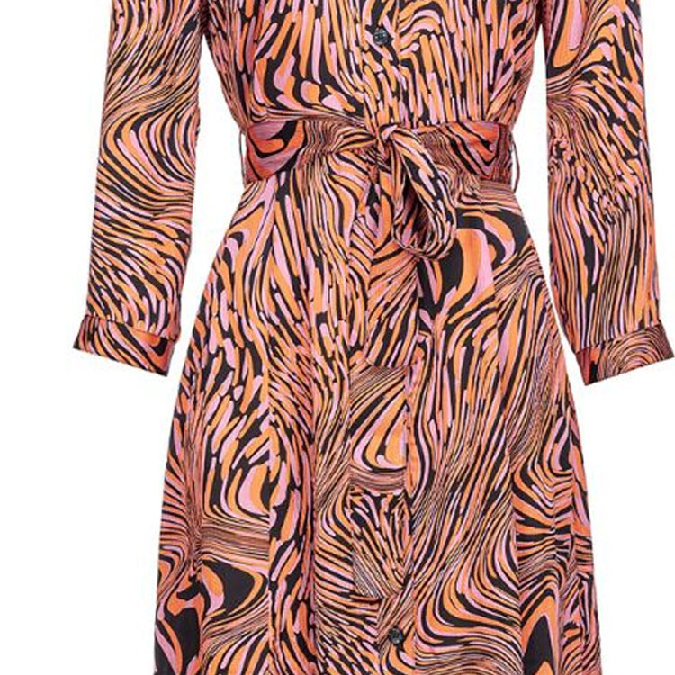 Purchase (W) PINKO SS24 抽象印花粉色长袖中长款腰带连衣裙 102834A1KD-ZP1