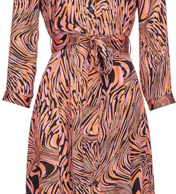 (W) PINKO SS24 抽象印花粉色长袖中长款腰带连衣裙 102834A1KD-ZP1 Purchase (W) PINKO SS24 抽象印花粉色长袖中长款腰带连衣裙 102834A1KD-ZP1