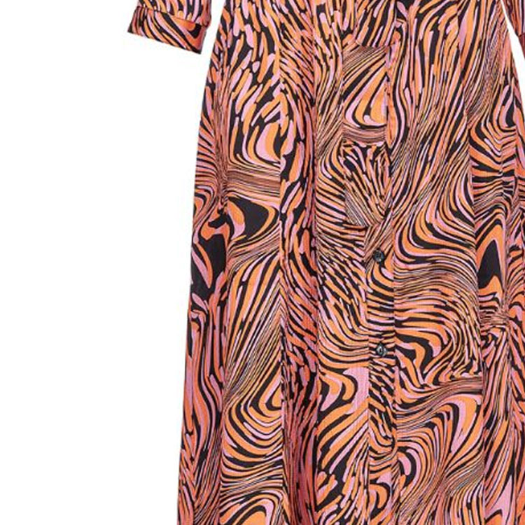 Details for (W) PINKO SS24 抽象印花粉色长袖中长款腰带连衣裙 102834A1KD-ZP1