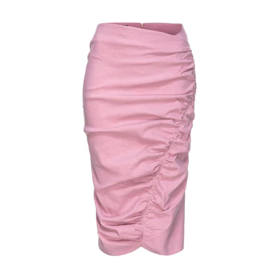 (Women) PINKO SS24 Asymmetric Pleated Casual Maxi Skirt Bubblegum Pink. 102867A0IM-N98