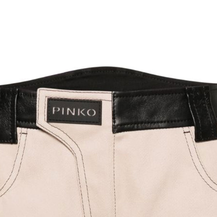 Details for (W) PINKO SS24 米色中腰寬鬆直筒皮短褲 103029A1NH-CZ9