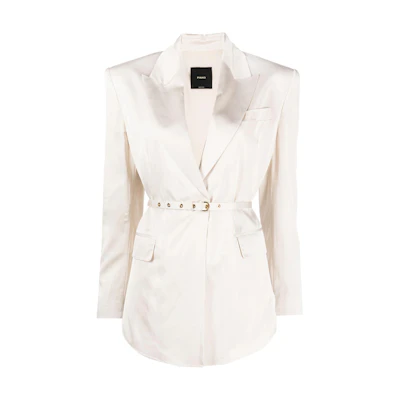 (Women) PINKO SS24 Beige Single-Breasted Long Sleeve Blazer. 103567A1U1-P97