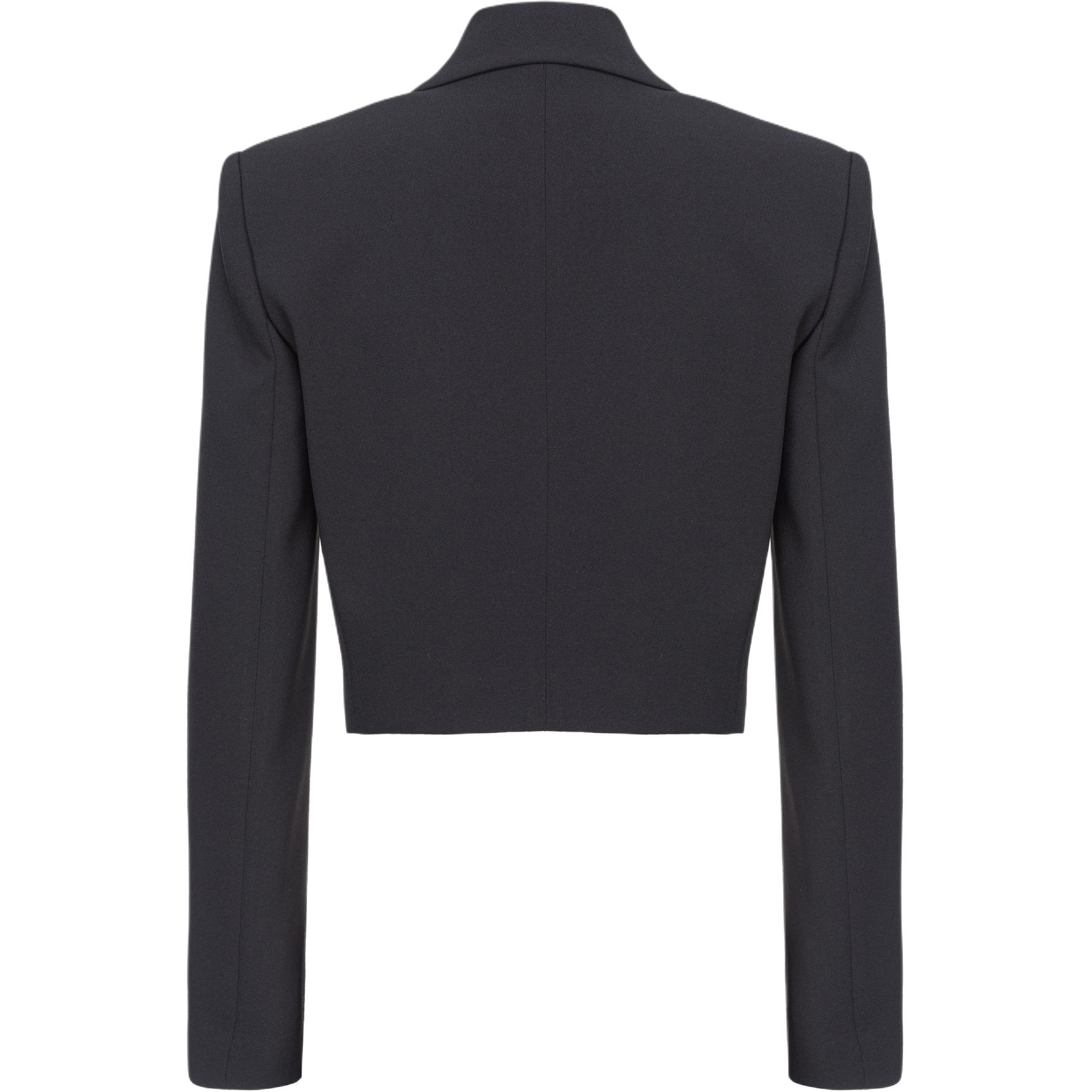 Lookbook (W) PINKO SS24 黑色純色設計短版長袖夾克。 104067A20A-Z99