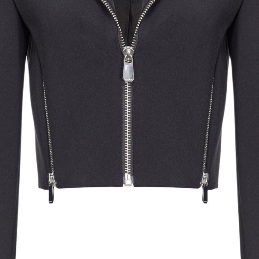 Shop (W) PINKO SS24 黑色純色設計短版長袖夾克。 104067A20A-Z99