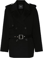 (Women) PINKO SS24 Black Double-Breasted Belted Long Coat 103820Y27P-Z99 (Women) PINKO SS24 Black Double-Breasted Belted Long Coat 103820Y27P-Z99