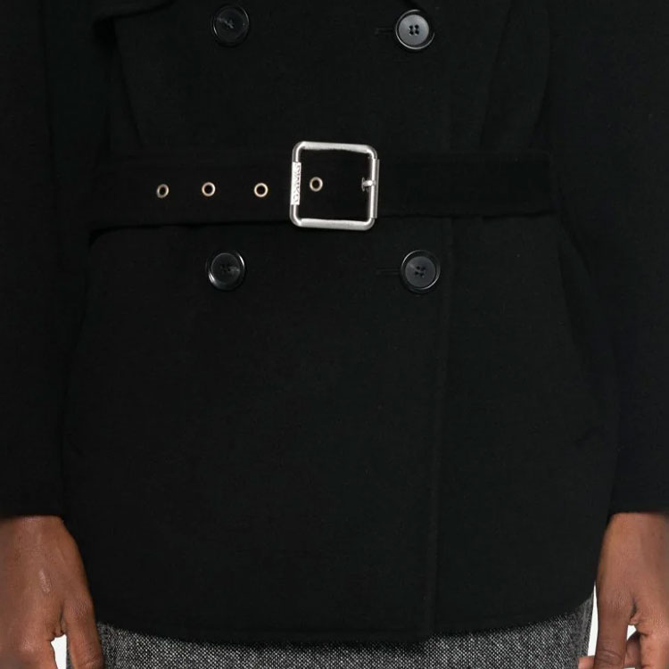 Purchase (W) 핑코 SS24 블랙 더블 브레스티드 벨티드 롱코트 103820Y27P-Z99