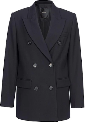 (W) PINKO SS24 Blazer Hitam Double-Breasted Lengan Panjang. 103695A1XX-Z99 Buy (W) PINKO SS24 Blazer Hitam Double-Breasted Lengan Panjang. 103695A1XX-Z99