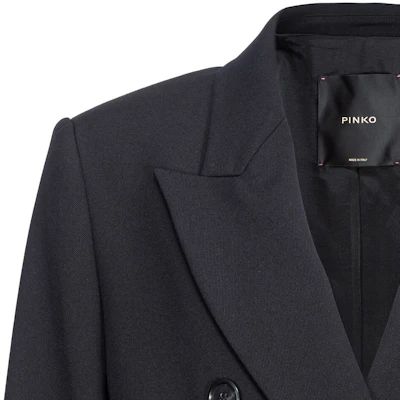 (W) PINKO SS24 Blazer Hitam Double-Breasted Lengan Panjang. 103695A1XX-Z99 Shop (W) PINKO SS24 Blazer Hitam Double-Breasted Lengan Panjang. 103695A1XX-Z99