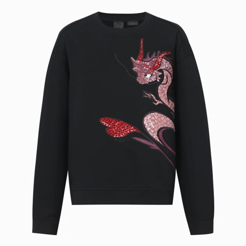 Order (W) PINKO SS24 黑色刺繡愛心龍圖案衛衣 102199A1QS-Z99
