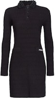 (Women) PINKO SS24 Black Knit Long Sleeve Dress with Solid Logo Design. 104360A27J (Women) PINKO SS24 Black Knit Long Sleeve Dress with Solid Logo Design. 104360A27J