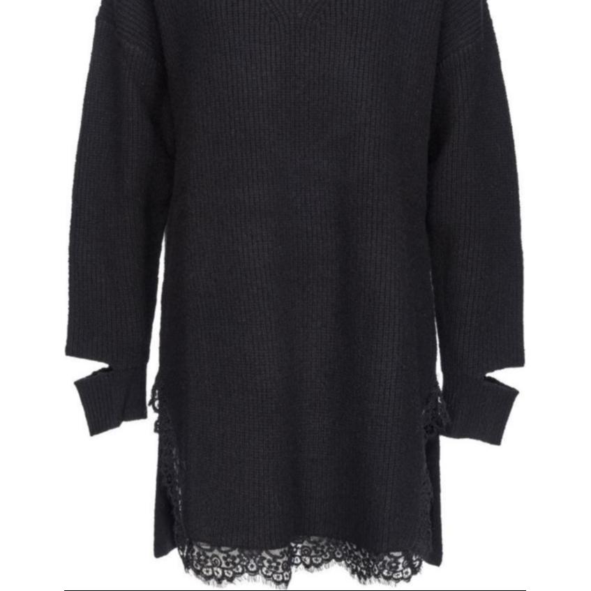 Shop (W) PINKO SS24 黑色蕾丝镂空针织长袖连衣裙 104012A238-Z99