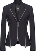 (Women) PINKO SS24 Black Long Sleeve Blazer with Zipper Detail 104096A20A (Women) PINKO SS24 Black Long Sleeve Blazer with Zipper Detail 104096A20A