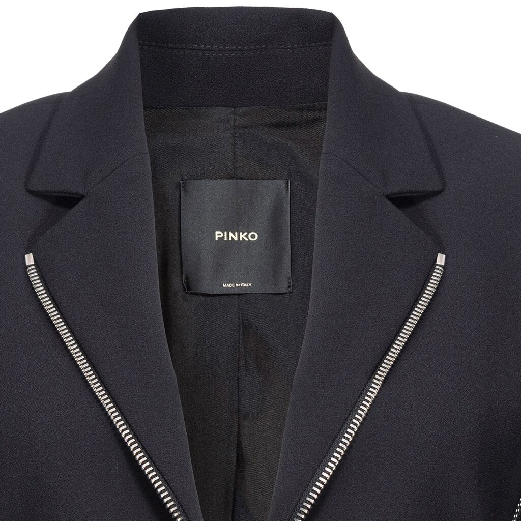 Shop (W) PINKO SS24 黑色長袖拉鍊細節西裝外套 104096A20A
