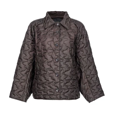 (Women) PINKO SS24 Black Quilted Long-Sleeve Jacket with Collar. 104035A23Q-M04