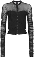 (Women) PINKO SS24 Black Sheer Logo Embroidered Long Sleeve Shirt 102815A1KX-Z99 (Women) PINKO SS24 Black Sheer Logo Embroidered Long Sleeve Shirt 102815A1KX-Z99