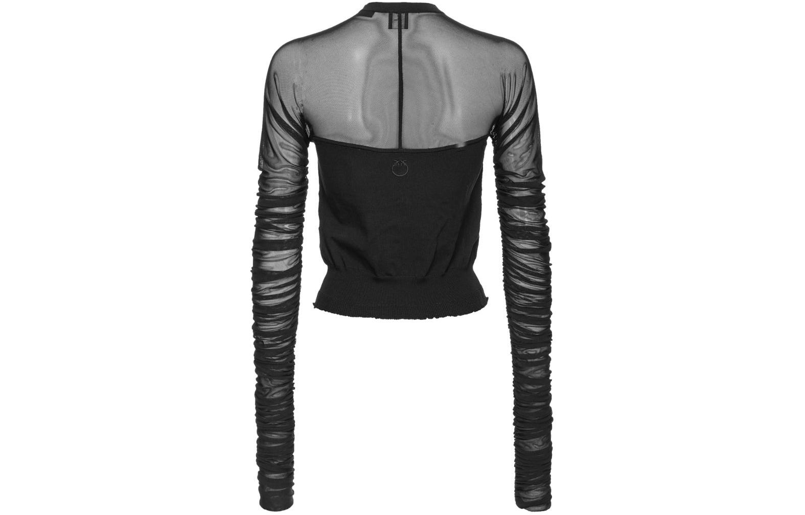 Lookbook (W) PINKO SS24 黑色透視刺繡Logo長袖襯衫 102815A1KX-Z99