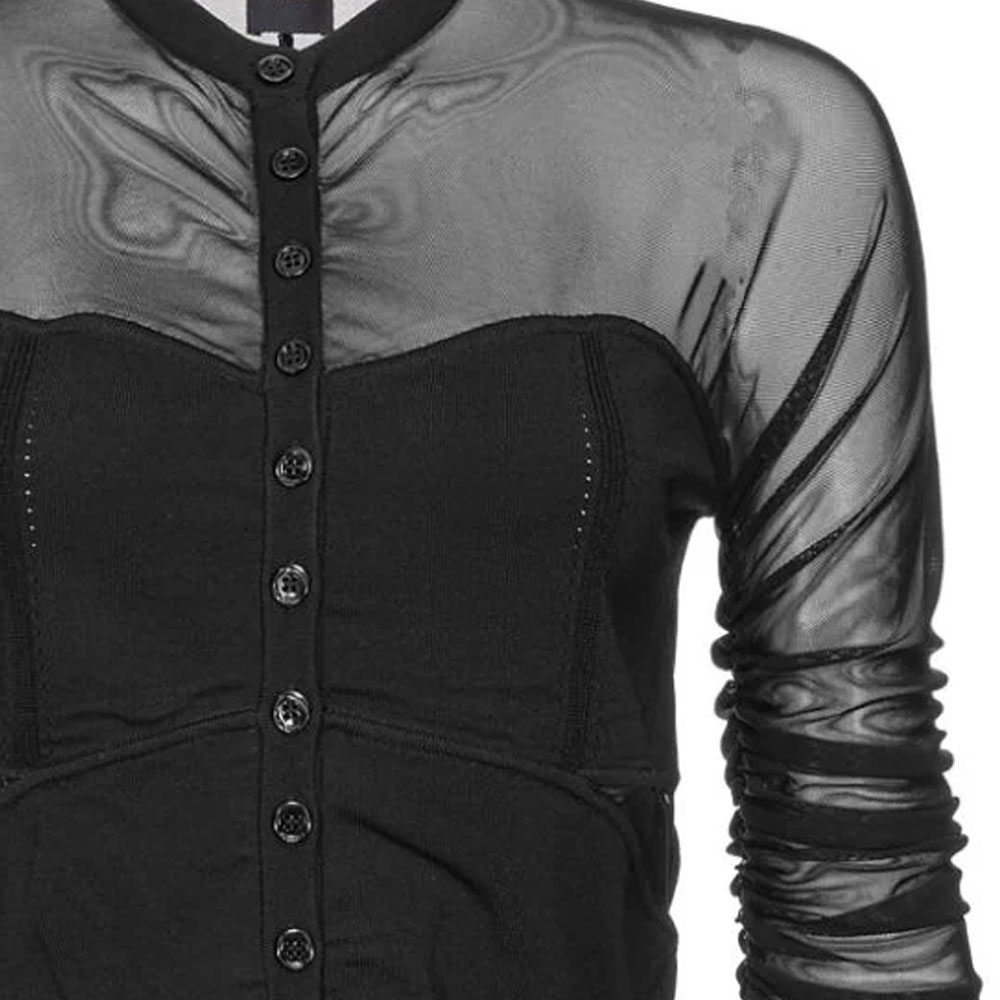 Details for (W) PINKO SS24 黑色透視刺繡Logo長袖襯衫 102815A1KX-Z99