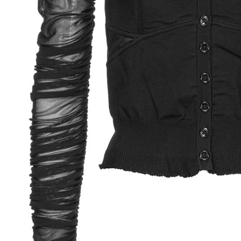 Sizing (W) PINKO SS24 黑色透視刺繡Logo長袖襯衫 102815A1KX-Z99