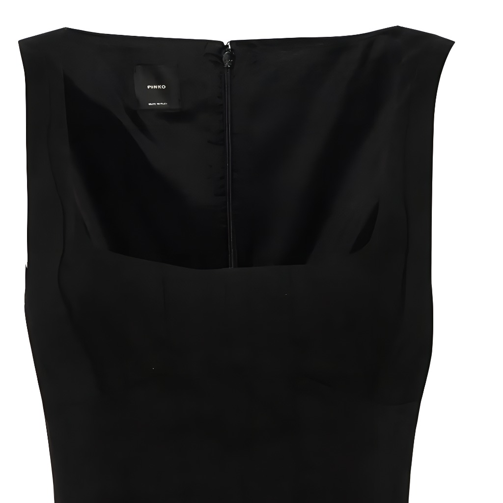 Sizing (W) PINKO SS24 黑色無袖修身方領迷你連身裙 102866A0IM-Z99