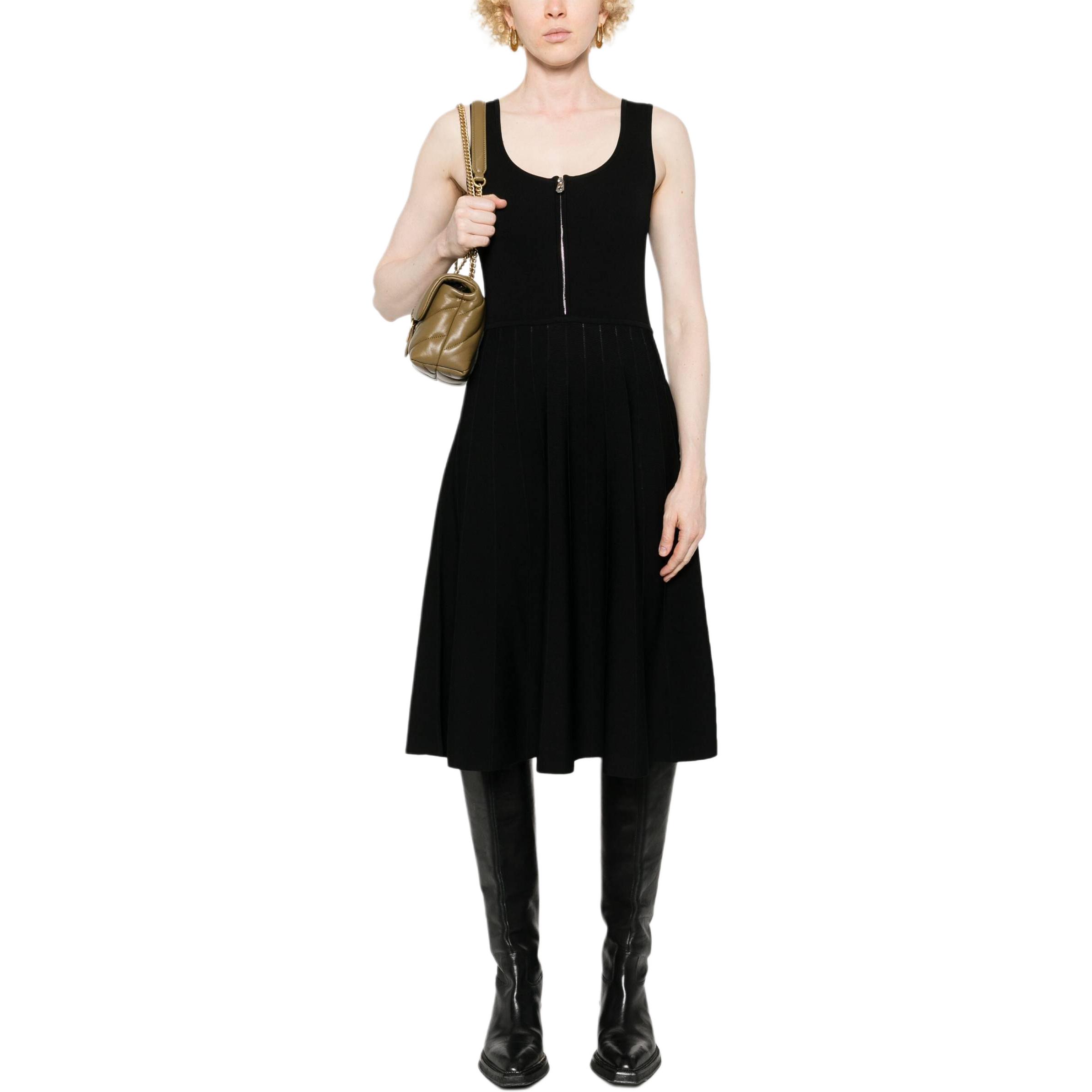 Lookbook (W) PINKO SS24 黑色无袖中长连衣裙 中性翻领设计 104009A237