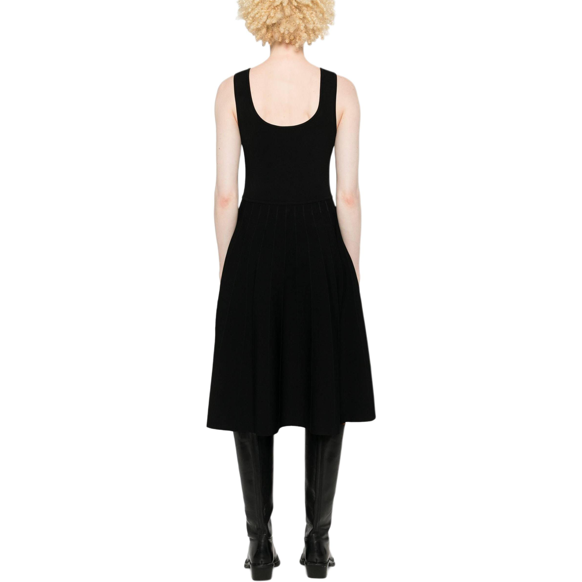 Shop (W) PINKO SS24 黑色无袖中长连衣裙 中性翻领设计 104009A237