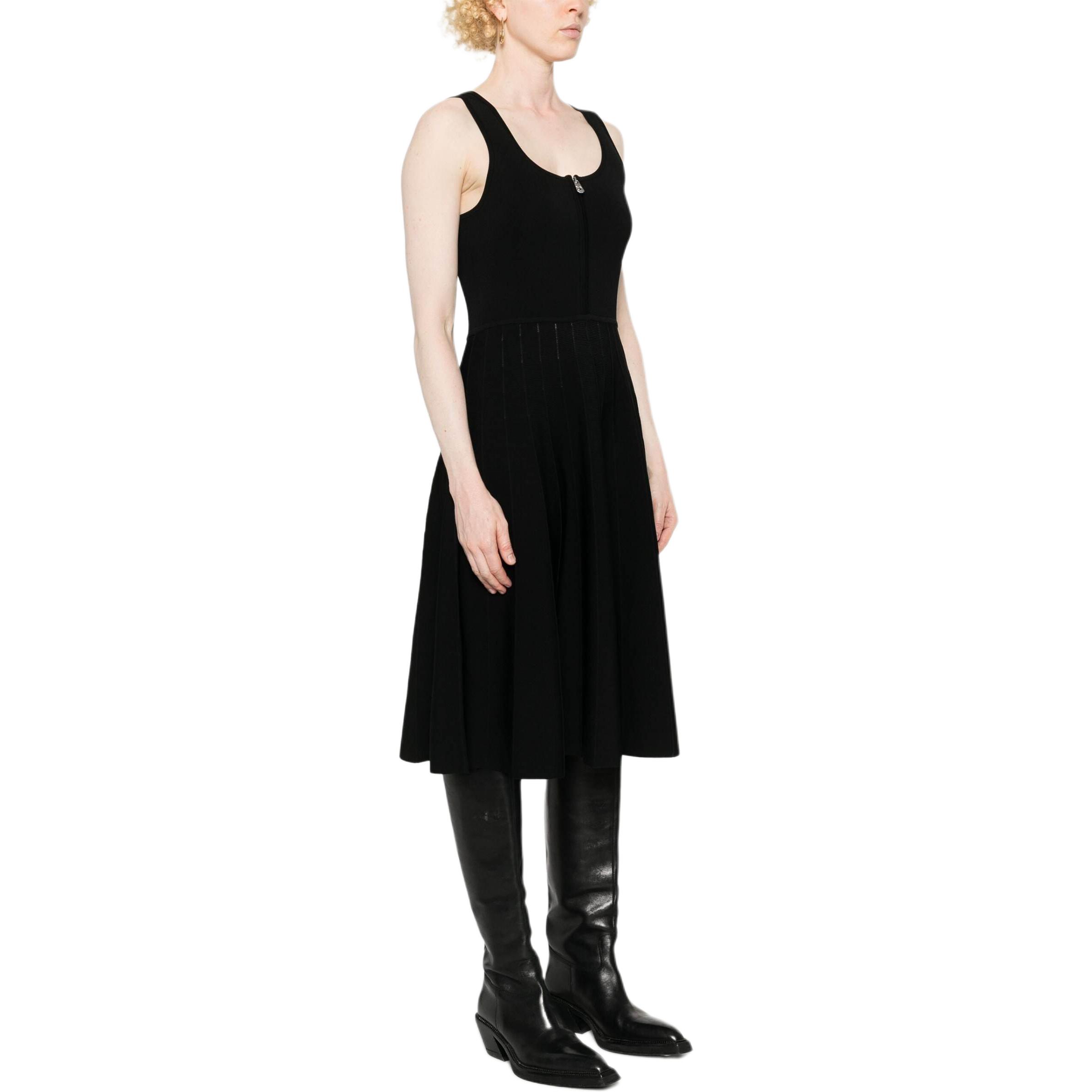 Purchase (W) PINKO SS24 黑色无袖中长连衣裙 中性翻领设计 104009A237