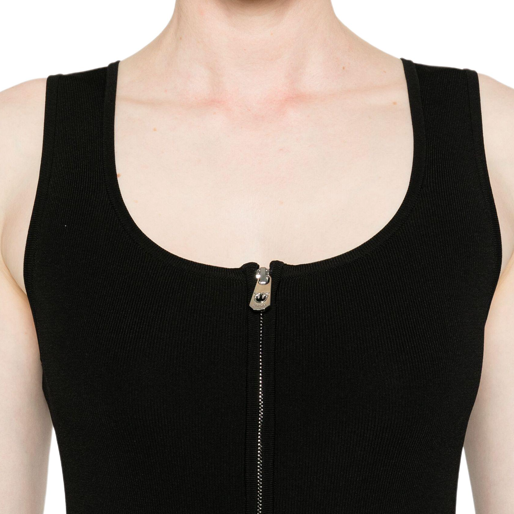 Details for (W) PINKO SS24 黑色无袖中长连衣裙 中性翻领设计 104009A237