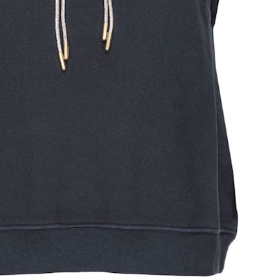 (W) PINKO SS24 黑色无袖连帽衫,带抽绳与水晶装饰。 103112A1P6-Z99 Details for (W) PINKO SS24 黑色无袖连帽衫,带抽绳与水晶装饰。 103112A1P6-Z99