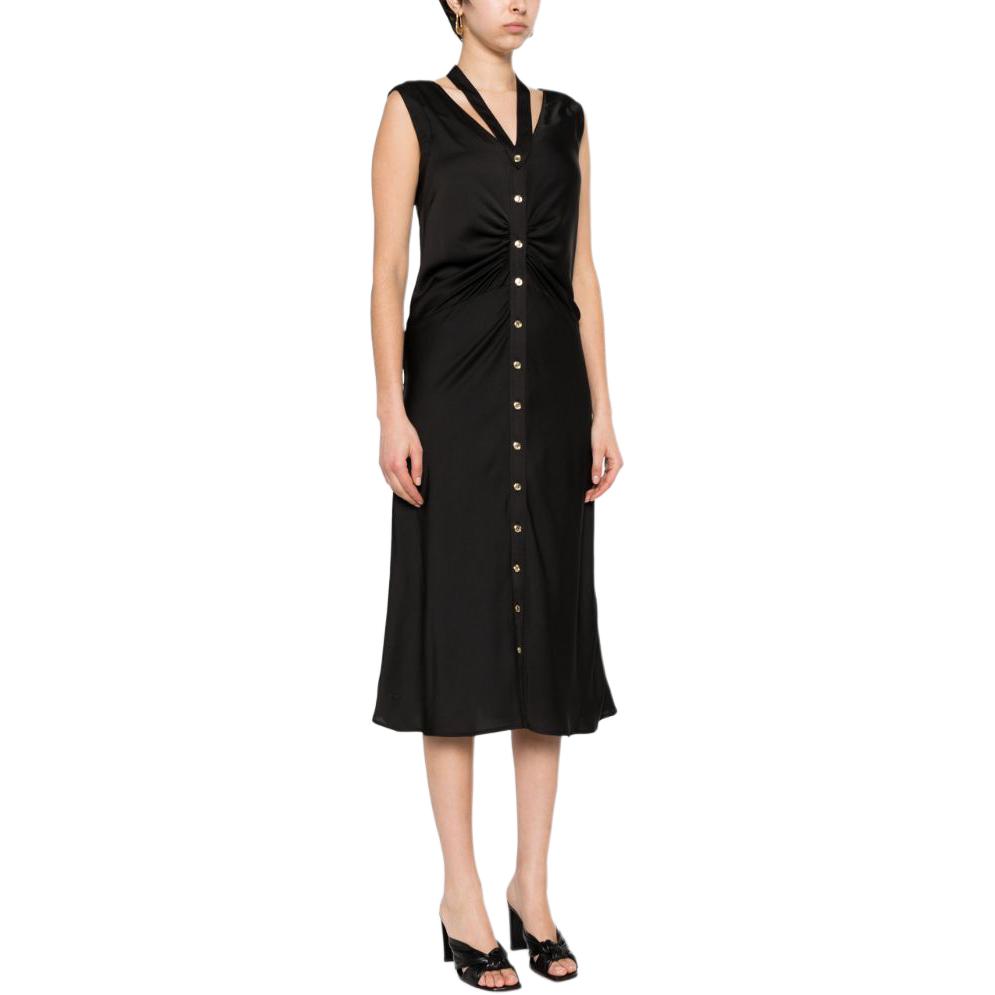 Details for (W) PINKO SS24 黑色无袖褶皱细节中长连衣裙 103262A1NO-Z99