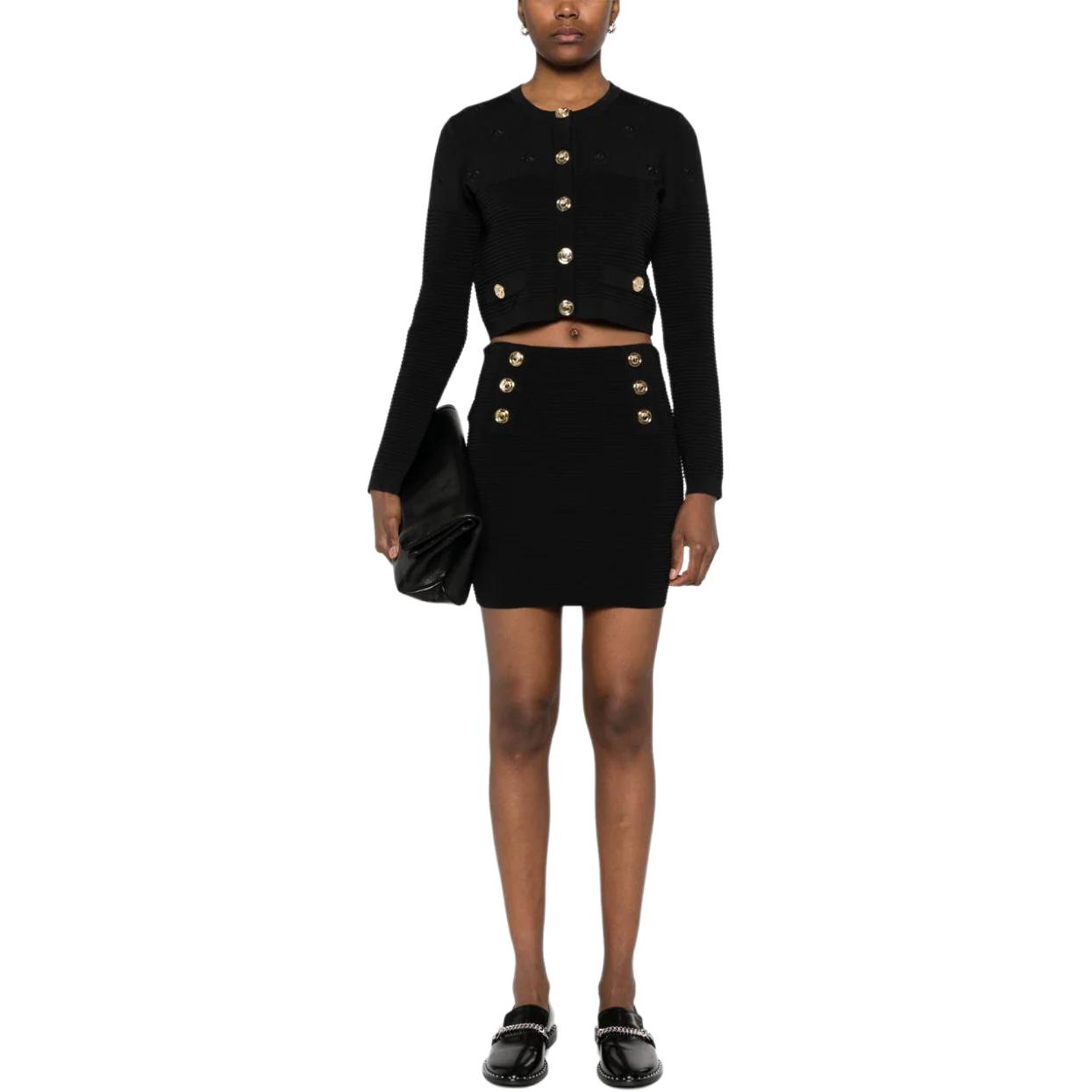 Lookbook (W) PINKO SS24 黑色修身长袖针织开衫 102881A1LK-Z99