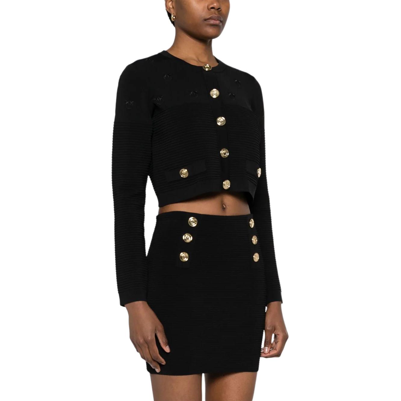 Purchase (W) PINKO SS24 黑色修身长袖针织开衫 102881A1LK-Z99