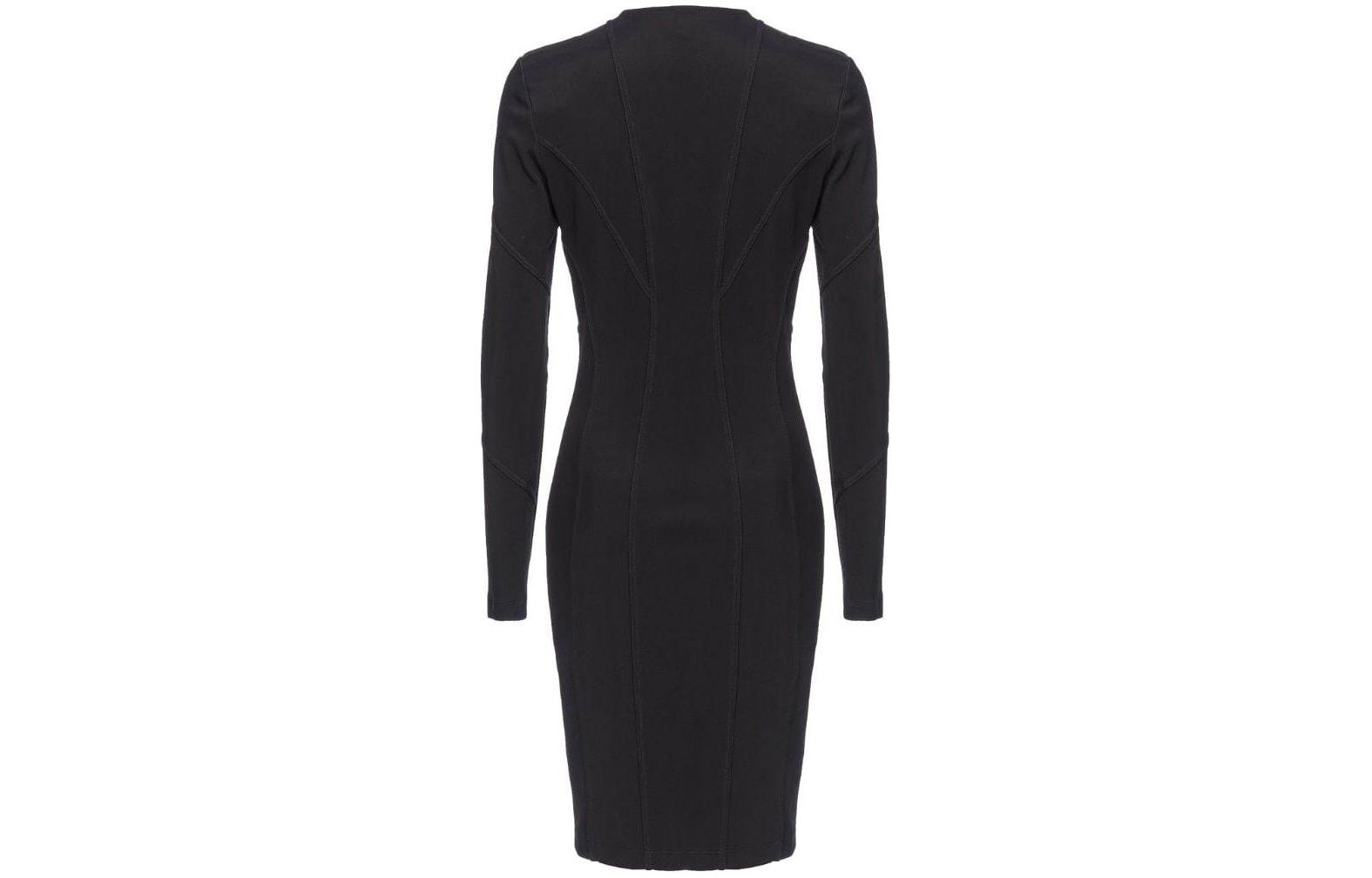 Lookbook (W) PINKO SS24 黑色拉链V领长袖休闲迷你连衣裙. 103033A04I-Z99