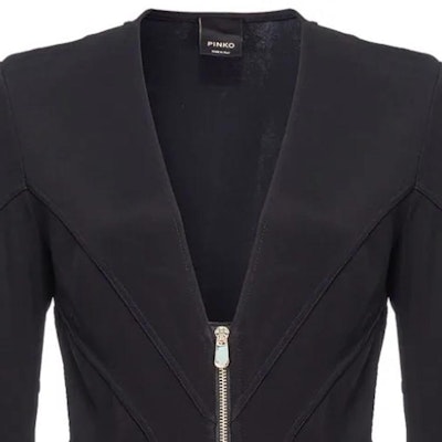 (W) PINKO SS24 黑色拉链V领长袖休闲迷你连衣裙. 103033A04I-Z99 Shop (W) PINKO SS24 黑色拉链V领长袖休闲迷你连衣裙. 103033A04I-Z99