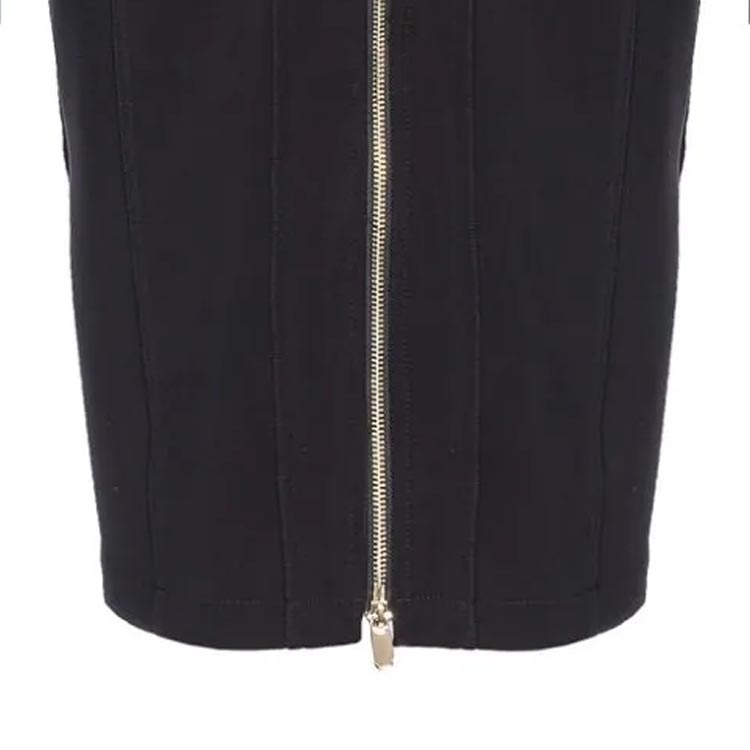 Sizing (W) PINKO SS24 黑色拉链V领长袖休闲迷你连衣裙. 103033A04I-Z99