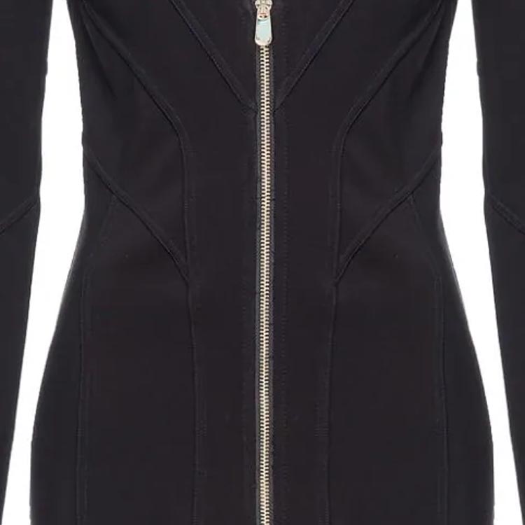 Cheap (W) PINKO SS24 黑色拉链V领长袖休闲迷你连衣裙. 103033A04I-Z99