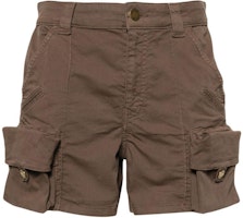 (Women) PINKO SS24 Brown Cargo Shorts with Zip Pockets. 102992A1M4-L74 (Women) PINKO SS24 Brown Cargo Shorts with Zip Pockets. 102992A1M4-L74