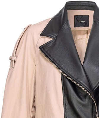 (W) PINKO SS24 Jaket Kasual Lengan Panjang Beige Hitam dengan Ritsleting Patchwork 103002A1NH-CZ9 Shop (W) PINKO SS24 Jaket Kasual Lengan Panjang Beige Hitam dengan Ritsleting Patchwork 103002A1NH-CZ9