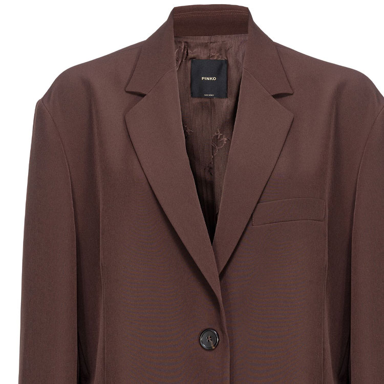 Shop (W) PINKO SS24 Coklat Blazer Lengan Panjang Single-Breasted Jaket 104154A24J-M11
