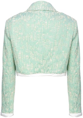 (W) PINKO SS24 綠色條紋修邊短版外套,附鈕扣設計。 103005A1NJ-SZ1 Lookbook (W) PINKO SS24 綠色條紋修邊短版外套,附鈕扣設計。 103005A1NJ-SZ1