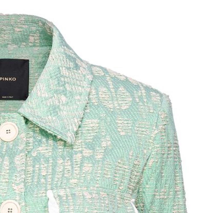Purchase (W) PINKO SS24 綠色條紋修邊短版外套，附鈕扣設計。 103005A1NJ-SZ1