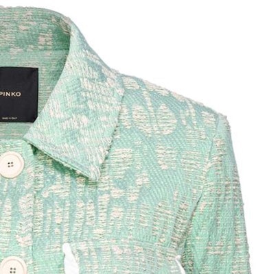 (W) PINKO SS24 綠色條紋修邊短版外套,附鈕扣設計。 103005A1NJ-SZ1 Purchase (W) PINKO SS24 綠色條紋修邊短版外套,附鈕扣設計。 103005A1NJ-SZ1