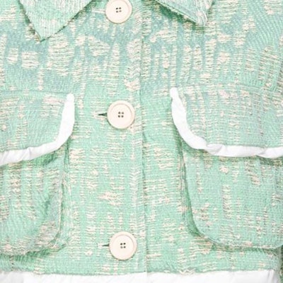 (W) PINKO SS24 綠色條紋修邊短版外套,附鈕扣設計。 103005A1NJ-SZ1 Cheap (W) PINKO SS24 綠色條紋修邊短版外套,附鈕扣設計。 103005A1NJ-SZ1