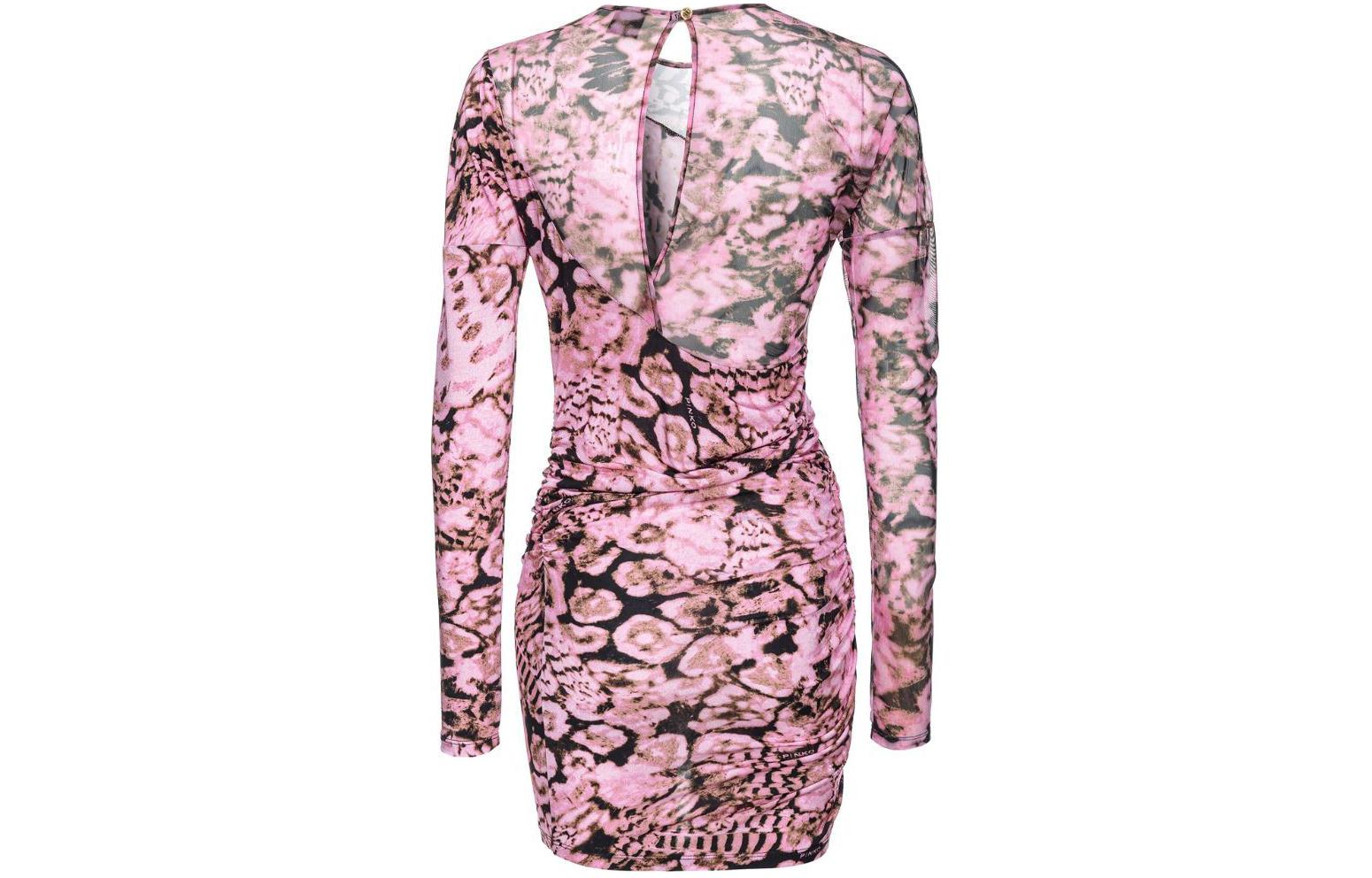 Lookbook (W) PINKO SS24 玫瑰粉色花卉印花长袖百褶连衣裙 103257A1O5UY6