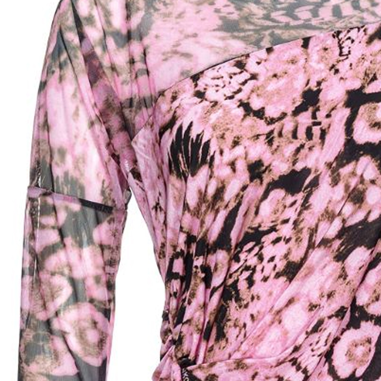 Shop (W) PINKO SS24 玫瑰粉色花卉印花长袖百褶连衣裙 103257A1O5UY6