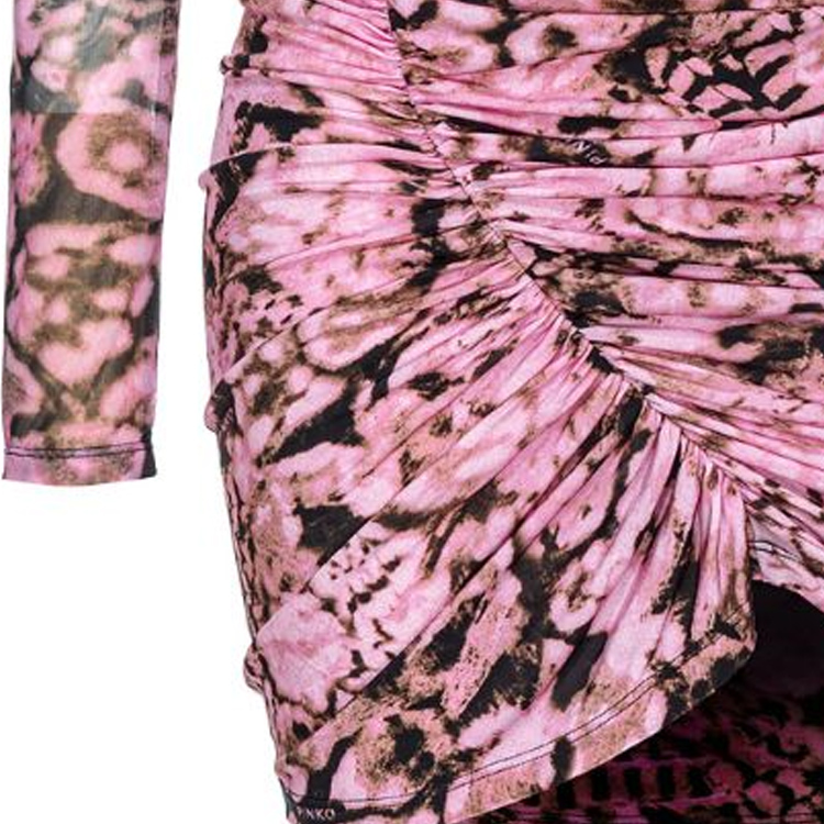 Sizing (W) PINKO SS24 玫瑰粉色花卉印花长袖百褶连衣裙 103257A1O5UY6