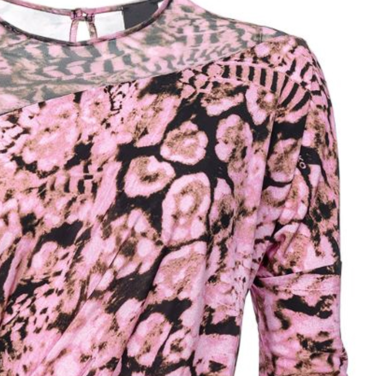 Cheap (W) PINKO SS24 玫瑰粉色花卉印花长袖百褶连衣裙 103257A1O5UY6