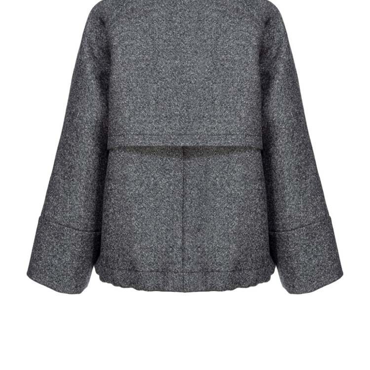 Sizing (W) PINKO SS24 Jaket Abu-Abu Longgar High-Neck Lengan Panjang. 104040A23R-I75