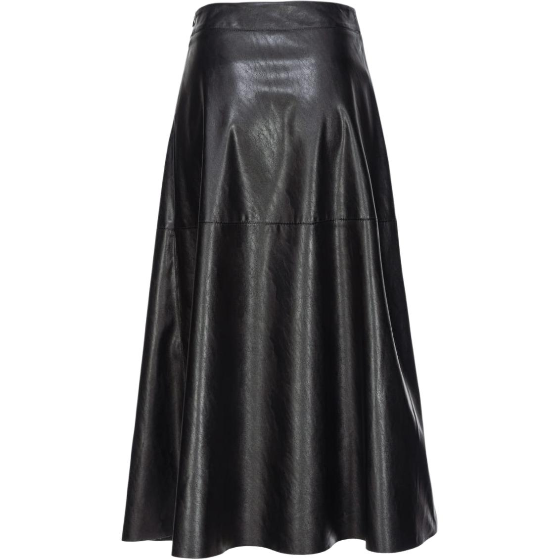 Lookbook (W) PINKO SS24 Skirt Kulit High-Waisted Midi Hitam. 1041447105-Z99