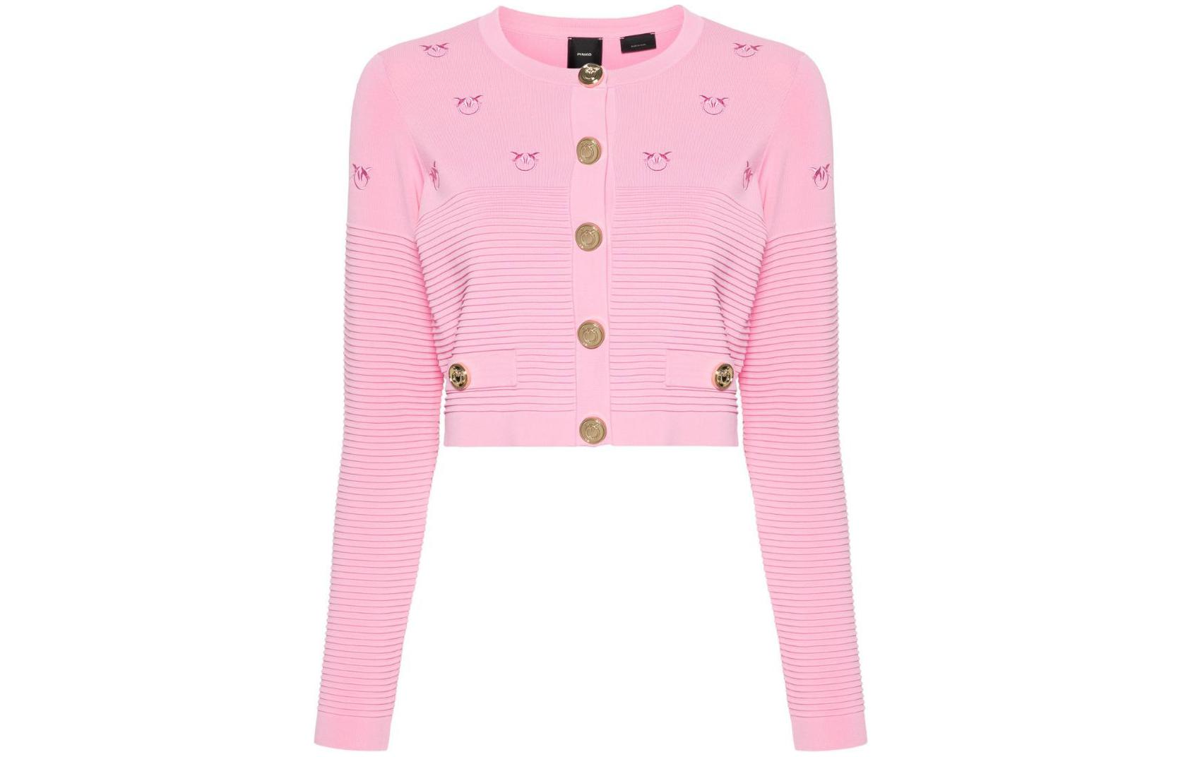 Order (W) PINKO SS24 泡泡糖粉色提花针织开衫。 102881A1LK-P44