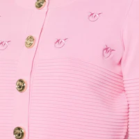 Details for (W) PINKO SS24 泡泡糖粉紅色提花針織鈕扣開襟衫. 102881A1LK-P44